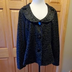 Cute charcoal and black leopard print blazer sz XL